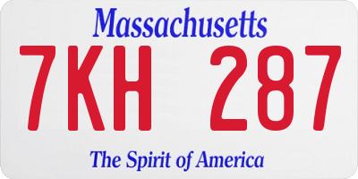 MA license plate 7KH287