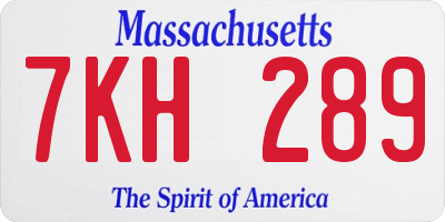 MA license plate 7KH289