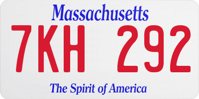 MA license plate 7KH292
