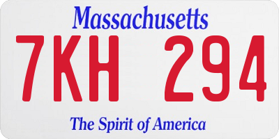 MA license plate 7KH294