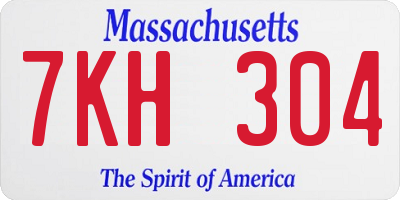 MA license plate 7KH304