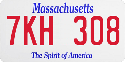 MA license plate 7KH308