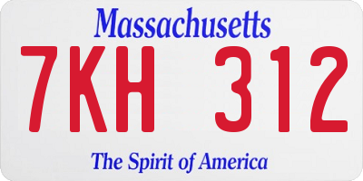 MA license plate 7KH312