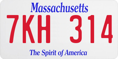 MA license plate 7KH314
