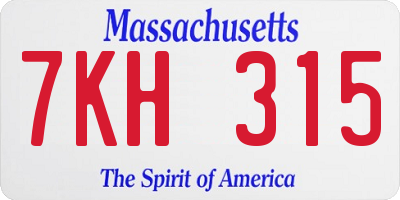MA license plate 7KH315