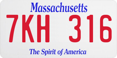 MA license plate 7KH316