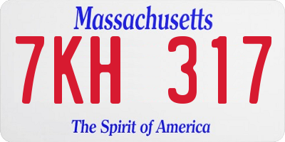 MA license plate 7KH317