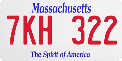 MA license plate 7KH322