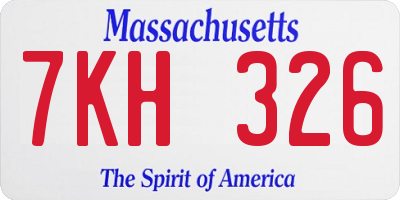 MA license plate 7KH326