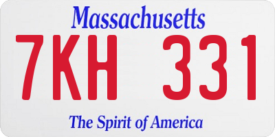 MA license plate 7KH331