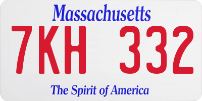 MA license plate 7KH332