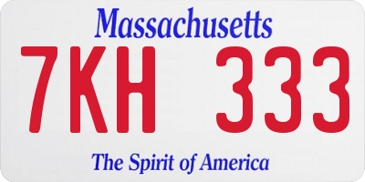 MA license plate 7KH333
