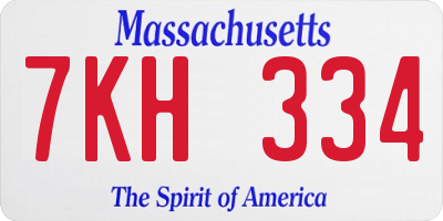 MA license plate 7KH334