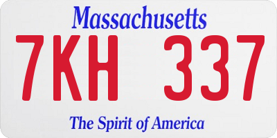 MA license plate 7KH337