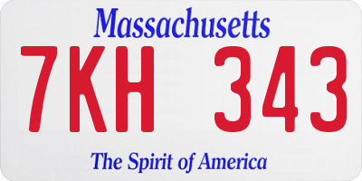 MA license plate 7KH343