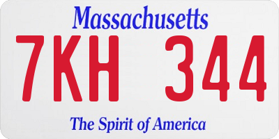 MA license plate 7KH344