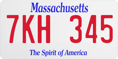 MA license plate 7KH345