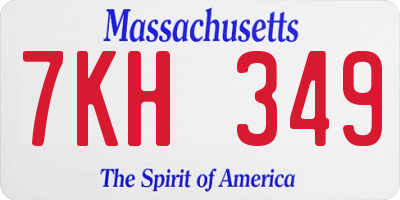 MA license plate 7KH349