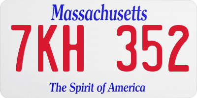 MA license plate 7KH352