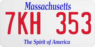 MA license plate 7KH353