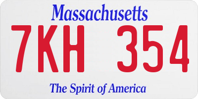 MA license plate 7KH354