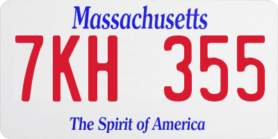 MA license plate 7KH355