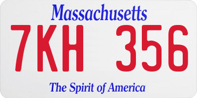 MA license plate 7KH356
