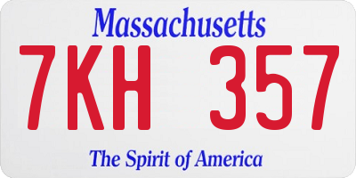 MA license plate 7KH357