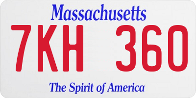 MA license plate 7KH360