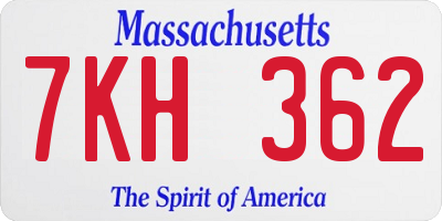 MA license plate 7KH362