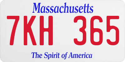 MA license plate 7KH365