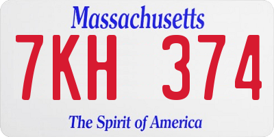 MA license plate 7KH374