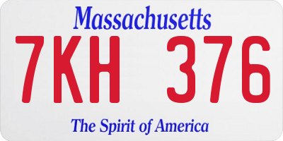 MA license plate 7KH376