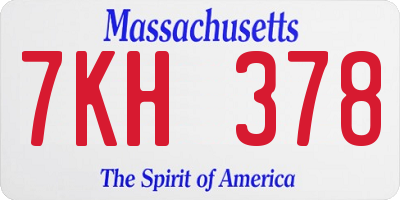 MA license plate 7KH378