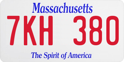 MA license plate 7KH380