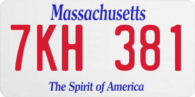 MA license plate 7KH381