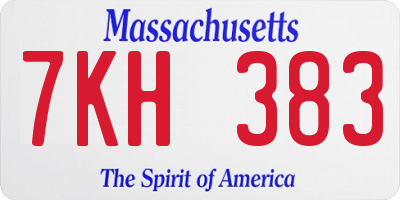 MA license plate 7KH383