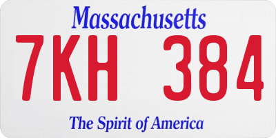 MA license plate 7KH384