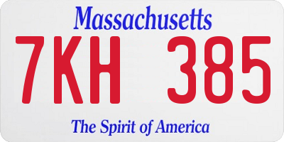 MA license plate 7KH385