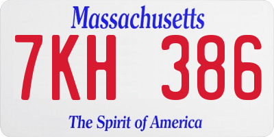 MA license plate 7KH386