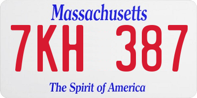 MA license plate 7KH387