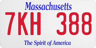MA license plate 7KH388