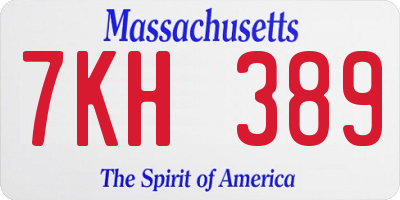 MA license plate 7KH389