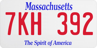 MA license plate 7KH392