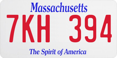 MA license plate 7KH394