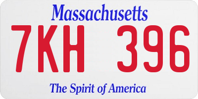 MA license plate 7KH396