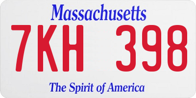 MA license plate 7KH398