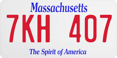 MA license plate 7KH407