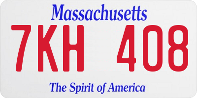 MA license plate 7KH408