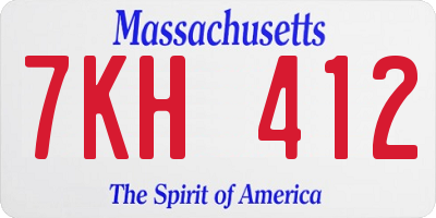 MA license plate 7KH412